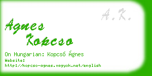agnes kopcso business card
