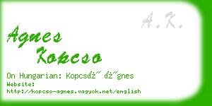 agnes kopcso business card
